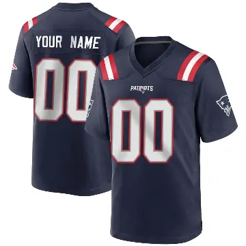 ＃00 Men's Custom Navy Blue Game New England Patriots Team Color Jersey