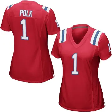 ＃1 Women's Ja'Lynn Polk Red Game New England Patriots Alternate Jersey