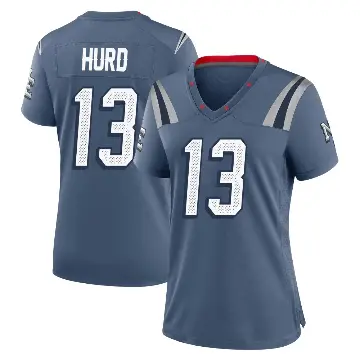 ＃13 Women's Jalen Hurd Blue Game New England Patriots Storm 2025 Rivalries Collection Jersey