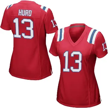 ＃13 Women's Jalen Hurd Red Game New England Patriots Alternate Jersey