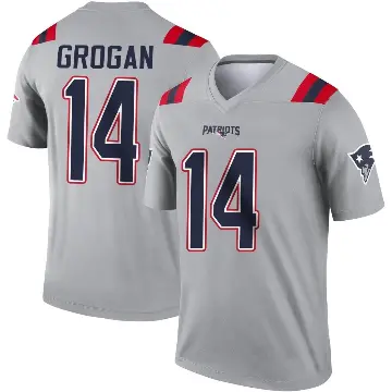 ＃14 Men's Steve Grogan Gray Legend New England Patriots Inverted Jersey