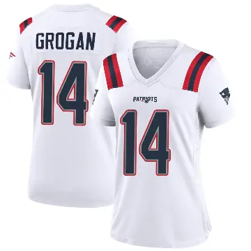 ＃14 Women's Steve Grogan White Game New England Patriots Jersey