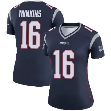 ＃16 Women's Josh Minkins Navy Legend New England Patriots Jersey