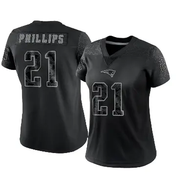 ＃21 Women's Adrian Phillips Black Limited New England Patriots Reflective Jersey