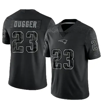 ＃23 Men's Kyle Dugger Black Limited New England Patriots Reflective Jersey