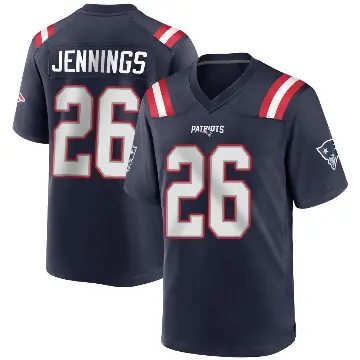 ＃26 Men's Terrell Jennings Navy Blue Game New England Patriots Team Color Jersey