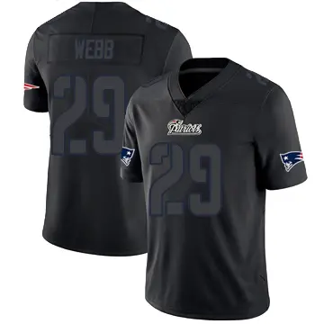 ＃29 Men's Jeremiah Webb Black Impact Limited New England Patriots Jersey