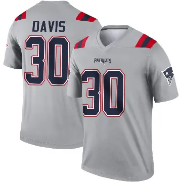 ＃30 Men's Tyler Davis Gray Legend New England Patriots Inverted Jersey