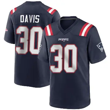＃30 Men's Tyler Davis Navy Blue Game New England Patriots Team Color Jersey