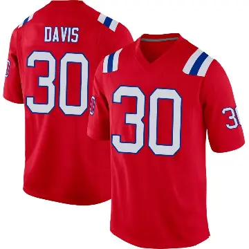 ＃30 Men's Tyler Davis Red Game New England Patriots Alternate Jersey