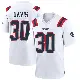 ＃30 Men's Tyler Davis White Game New England Patriots Jersey