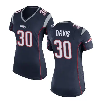 ＃30 Women's Tyler Davis Navy Blue Game New England Patriots Team Color Jersey