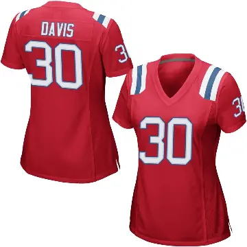 ＃30 Women's Tyler Davis Red Game New England Patriots Alternate Jersey