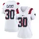 ＃30 Women's Tyler Davis White Game New England Patriots Jersey