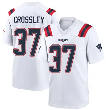 ＃37 Youth Brandon Crossley White Game New England Patriots Jersey
