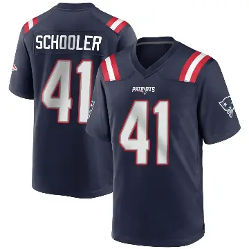 ＃41 Men's Brenden Schooler Navy Blue Game New England Patriots Team Color Jersey