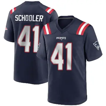 ＃41 Youth Brenden Schooler Navy Blue Game New England Patriots Team Color Jersey