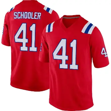 ＃41 Youth Brenden Schooler Red Game New England Patriots Alternate Jersey