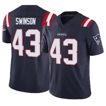 ＃43 Men's Bradyn Swinson Navy Limited New England Patriots Vapor F.U.S.E. Jersey
