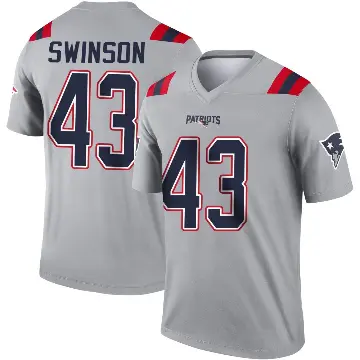 ＃43 Youth Bradyn Swinson Gray Legend New England Patriots Inverted Jersey