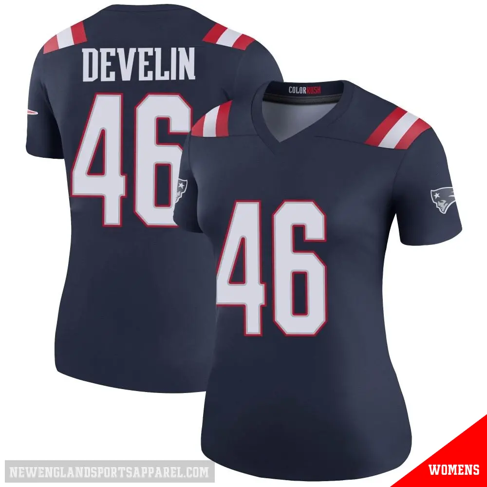 ＃46 Women's James Develin Navy Legend New England Patriots Color Rush Jersey