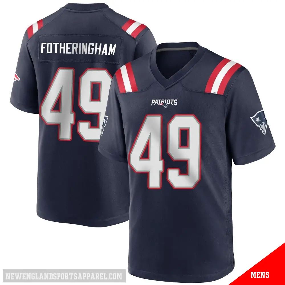 ＃49 Men's Cole Fotheringham Navy Blue Game New England Patriots Team Color Jersey