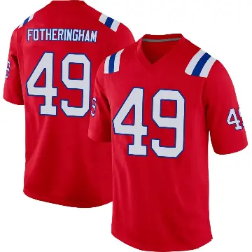 ＃49 Men's Cole Fotheringham Red Game New England Patriots Alternate Jersey
