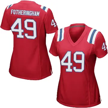 ＃49 Women's Cole Fotheringham Red Game New England Patriots Alternate Jersey