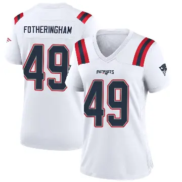 ＃49 Women's Cole Fotheringham White Game New England Patriots Jersey