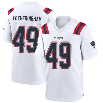 ＃49 Youth Cole Fotheringham White Game New England Patriots Jersey