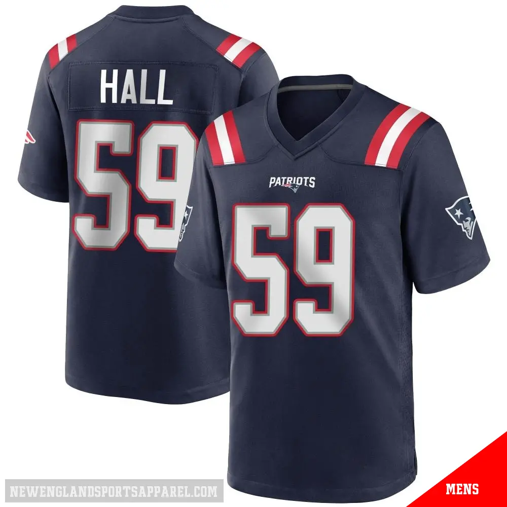 ＃59 Men's Terez Hall Navy Blue Game New England Patriots Team Color Jersey