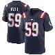 ＃59 Men's Terez Hall Navy Blue Game New England Patriots Team Color Jersey