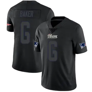 ＃6 Men's Javon Baker Black Impact Limited New England Patriots Jersey