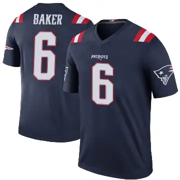 ＃6 Men's Javon Baker Navy Legend New England Patriots Color Rush Jersey