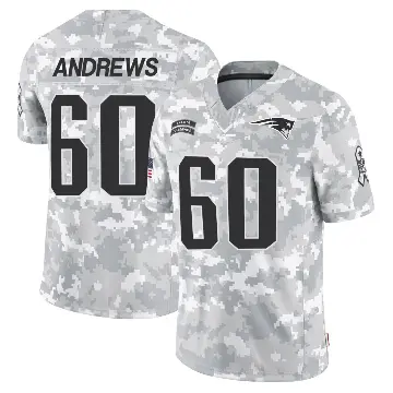 ＃60 Men's David Andrews Arctic Camo Limited New England Patriots 2024 Salute to Service Jersey