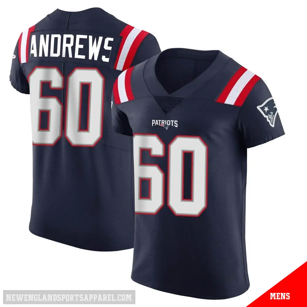 ＃60 Men's David Andrews Navy Elite New England Patriots Team Color Vapor Untouchable Jersey