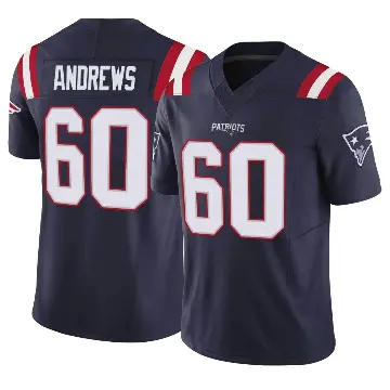 ＃60 Men's David Andrews Navy Limited New England Patriots Vapor F.U.S.E. Jersey