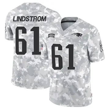 ＃61 Men's Alec Lindstrom Arctic Camo Limited New England Patriots 2024 Salute to Service Jersey