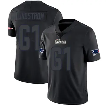 ＃61 Men's Alec Lindstrom Black Impact Limited New England Patriots Jersey