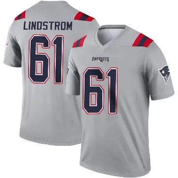 ＃61 Men's Alec Lindstrom Gray Legend New England Patriots Inverted Jersey