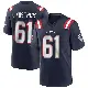 ＃61 Men's Alec Lindstrom Navy Blue Game New England Patriots Team Color Jersey
