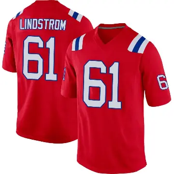 ＃61 Men's Alec Lindstrom Red Game New England Patriots Alternate Jersey