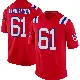 ＃61 Men's Alec Lindstrom Red Game New England Patriots Alternate Jersey