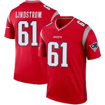 ＃61 Men's Alec Lindstrom Red Legend New England Patriots Inverted Jersey