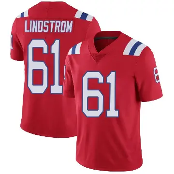 ＃61 Men's Alec Lindstrom Red Limited New England Patriots Vapor Untouchable Alternate Jersey