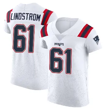 ＃61 Men's Alec Lindstrom White Elite New England Patriots Vapor Untouchable Jersey