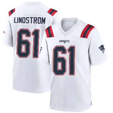 ＃61 Men's Alec Lindstrom White Game New England Patriots Jersey