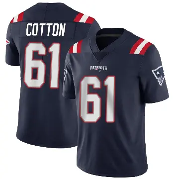 ＃61 Men's Lester Cotton Navy Limited New England Patriots Team Color Vapor Untouchable Jersey