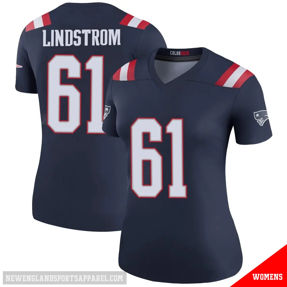 ＃61 Women's Alec Lindstrom Navy Legend New England Patriots Color Rush Jersey