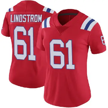 ＃61 Women's Alec Lindstrom Red Limited New England Patriots Vapor Untouchable Alternate Jersey
